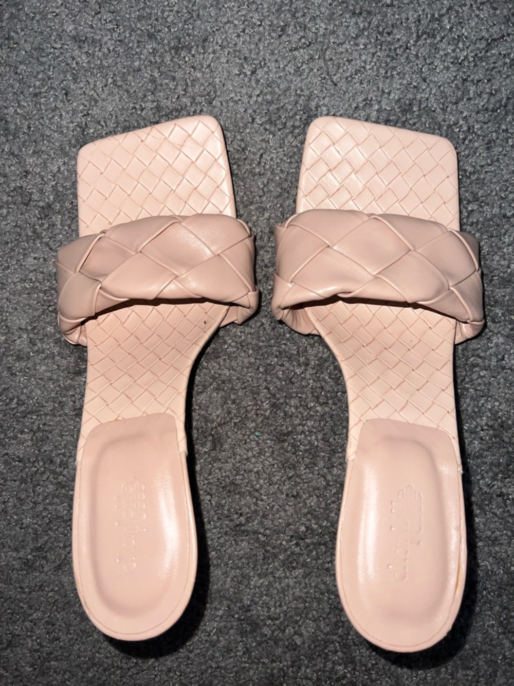 Charlotte Russe Braided Square-Toe Slide Sandals Blush Color